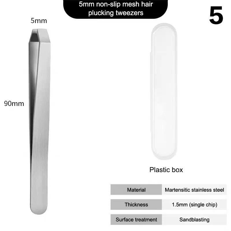Durable Thickened Stainless Steel Tweezers for Beard Eyebrow Hair Removal Flat Tip Design Easy Grip Facial Hair Plucking Tool