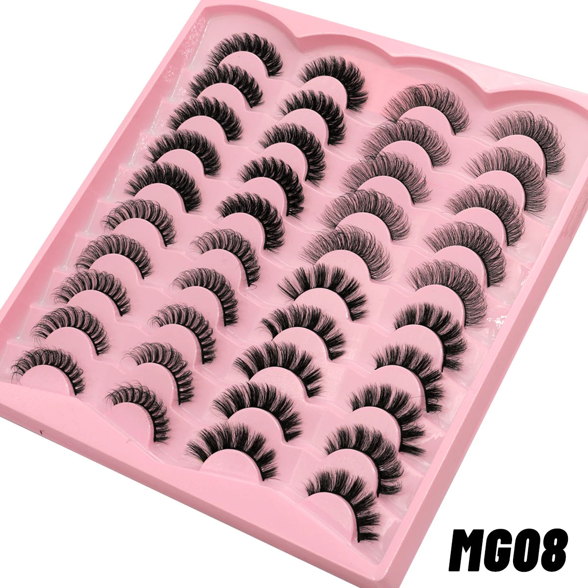 GROINNEYA 5/20 Pairs Russian Strip Lashes DD Curl False Eyelashes Natural Lashes Strips Curl Pack 4 Styles Eyelashes Extensions