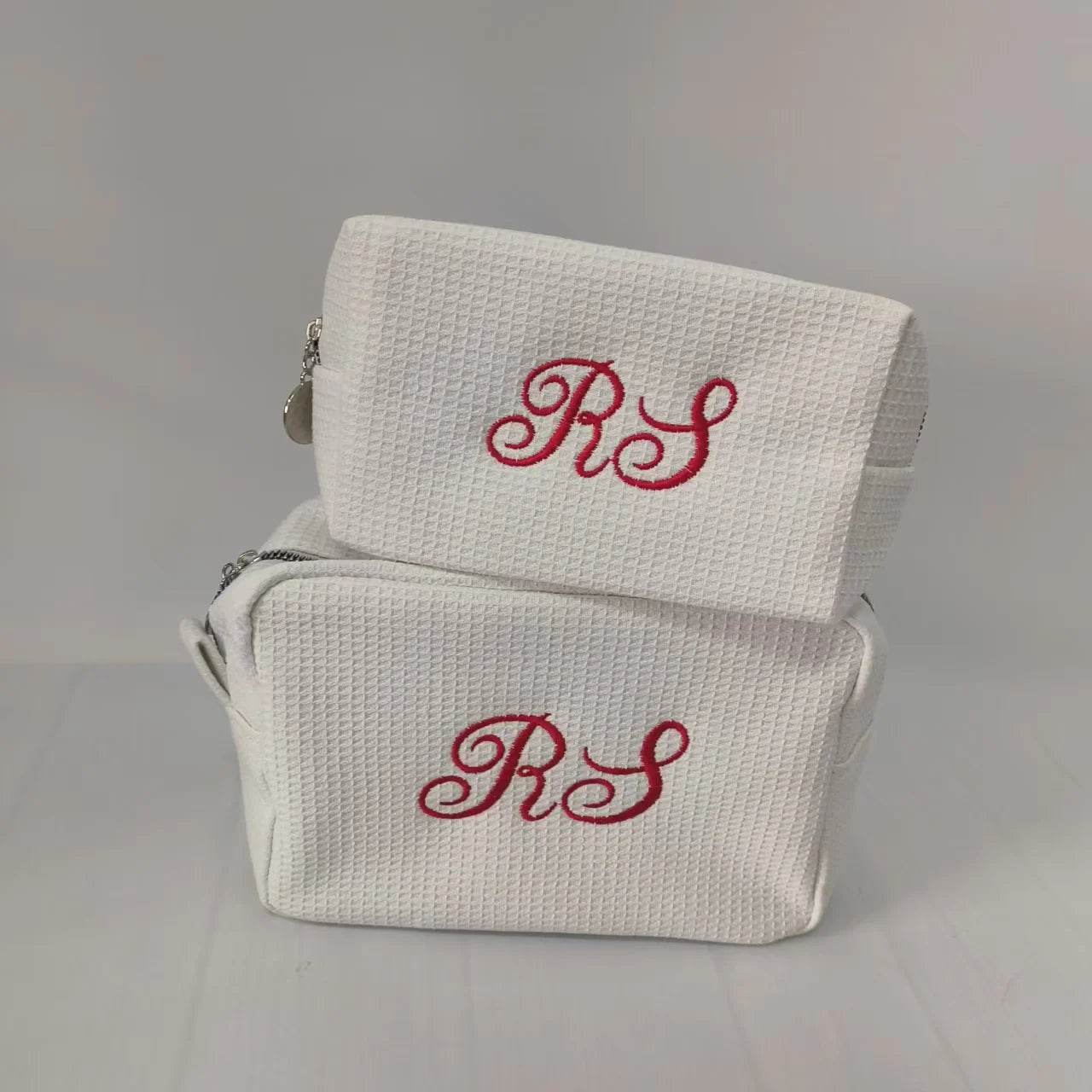 New Waffle Cosmetic Bag, Personalized Monogrammed Toiletry Bag, Embroidered Make Up Bag,Bridesmaid Makeup Bag, Wedding Gifts