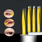 Precision Stainless Steel Tweezers For Eyebrow Hair Facial Hair Removal, Splinter, Blackhead Slant Tip Angle Tip Pointed Tip
