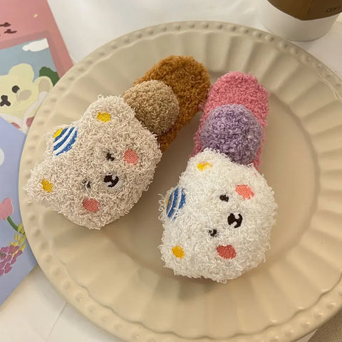 Plush Bear Hair Clip for Women Fashion Large Duckbill Clip Sweet Cute Girl Side Clip Hairpin