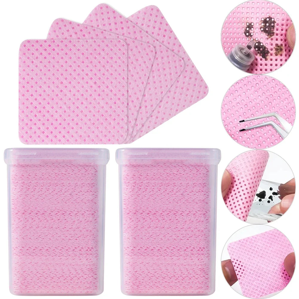 200Pcs Pink Lint-Free Nail Polish Remover Wipes UV Gel Glue Nail Polish Removal Cotton Pads for Makeup Manicure Cleaning Tools