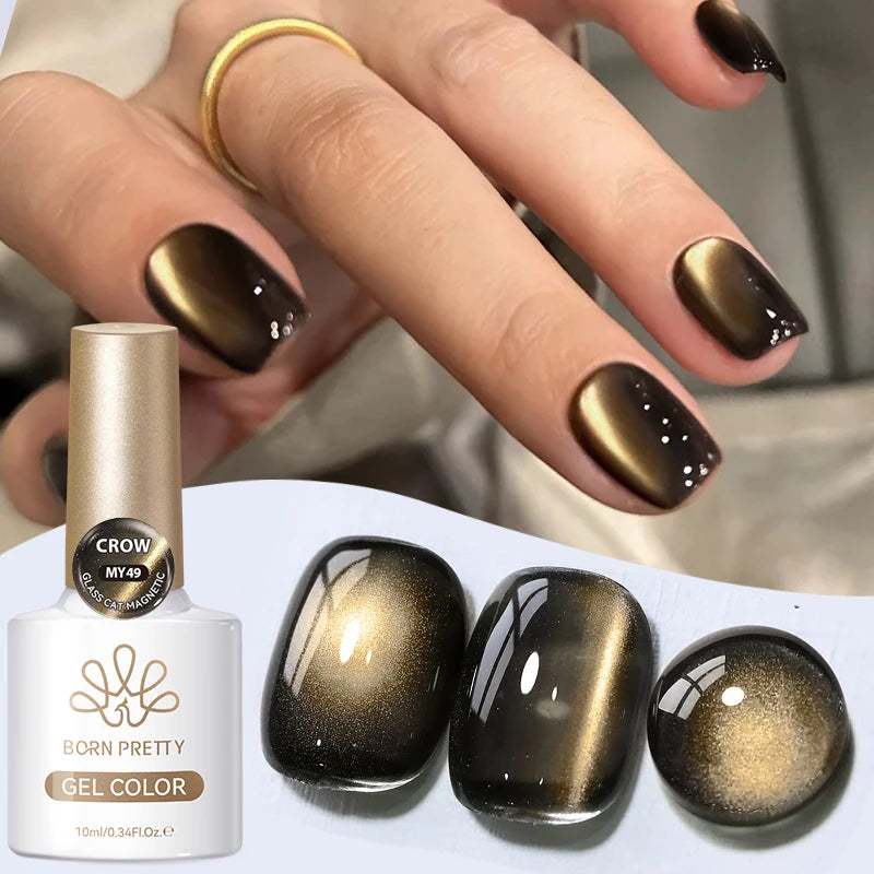 BORN PRETTY 10ml Dark Red Cat Magnetic Gel Nail Polish for Winter Nails DIY Jelly Glass Silver-Light Varnis Semi Permanent