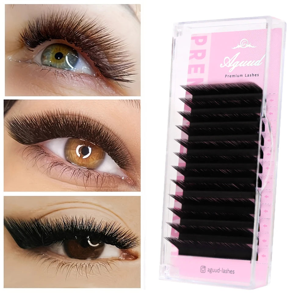 Aguud L M Curl 8-15m Individual Eyelash Extension Classic Lashes Extensions Trays Wholesale Matte Black Soft Mink Faux Eyelashes