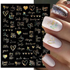 1PCS Laser Love Letter Nail Sticker Nail Art Decoration Flower Star supplies Decals Press On Nails Stickers Parts