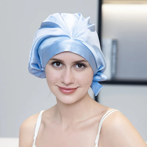 100% Mulberry Silk Bonnet Sleep Hair Cap Care Bonnets With Elastic Tie Bands Silk Cap Adjustable Cap For Curly Hair Bonnets