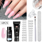 MEET ACROSS 20ML Nail Extension Gel Kit Quick Building Hard Gel Acrylic Crystal White Nude  Construction UV Gel Nail Polish Set