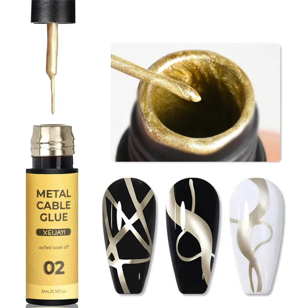 Metallic Painting Gel Chrome Gold Silver Mirror Effect Nail Polish Super Bright Drawing Line French Nail Varnish 5/6/8/10/15ml