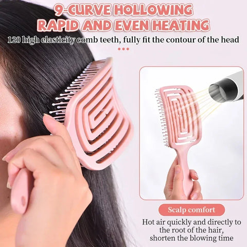 Square Hollow Hair Scalp Massage Comb Hair Brushes Antistatic Wet Dry Curly Detangler Hairbrush Nylon Special for Real Hair Wigs