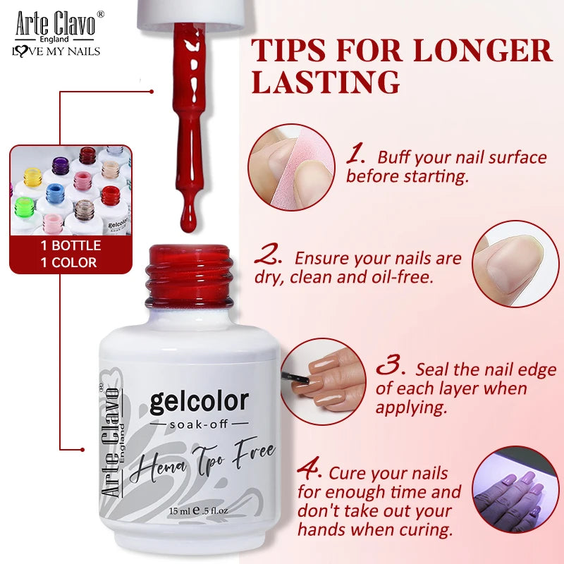 Arte Clavo Hema Free TPO Free Nail Gel Polish Nail Supplies Vernis Semi Permanent Nail Art Manicure Soak Off UV Gel Nail Varnish