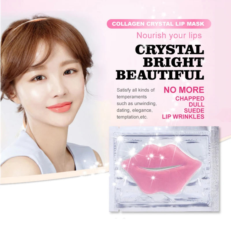Pink Crystal Collagen Lip Mask Plump Lips Moisturizing Anti Wrinkles Nourishing Lip Patches Lips Plumper Skin Care Products