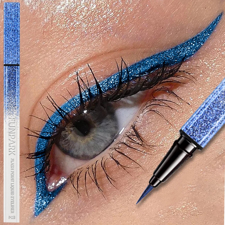 6 Color Diamond Shiny Eye Liner Eyeshadow Waterproof Quick-dry Silver Gold Metellic Pearlescent Liquid Eyeliner Makeup Gilfts
