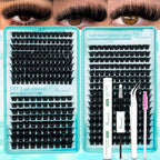 SEEUI DIY Cluster Lashes Kit Individual Lashes 3D Faux Mink Lashes Wispy Eyelash Extension Kit with Bond&Seal Lash Tweezer
