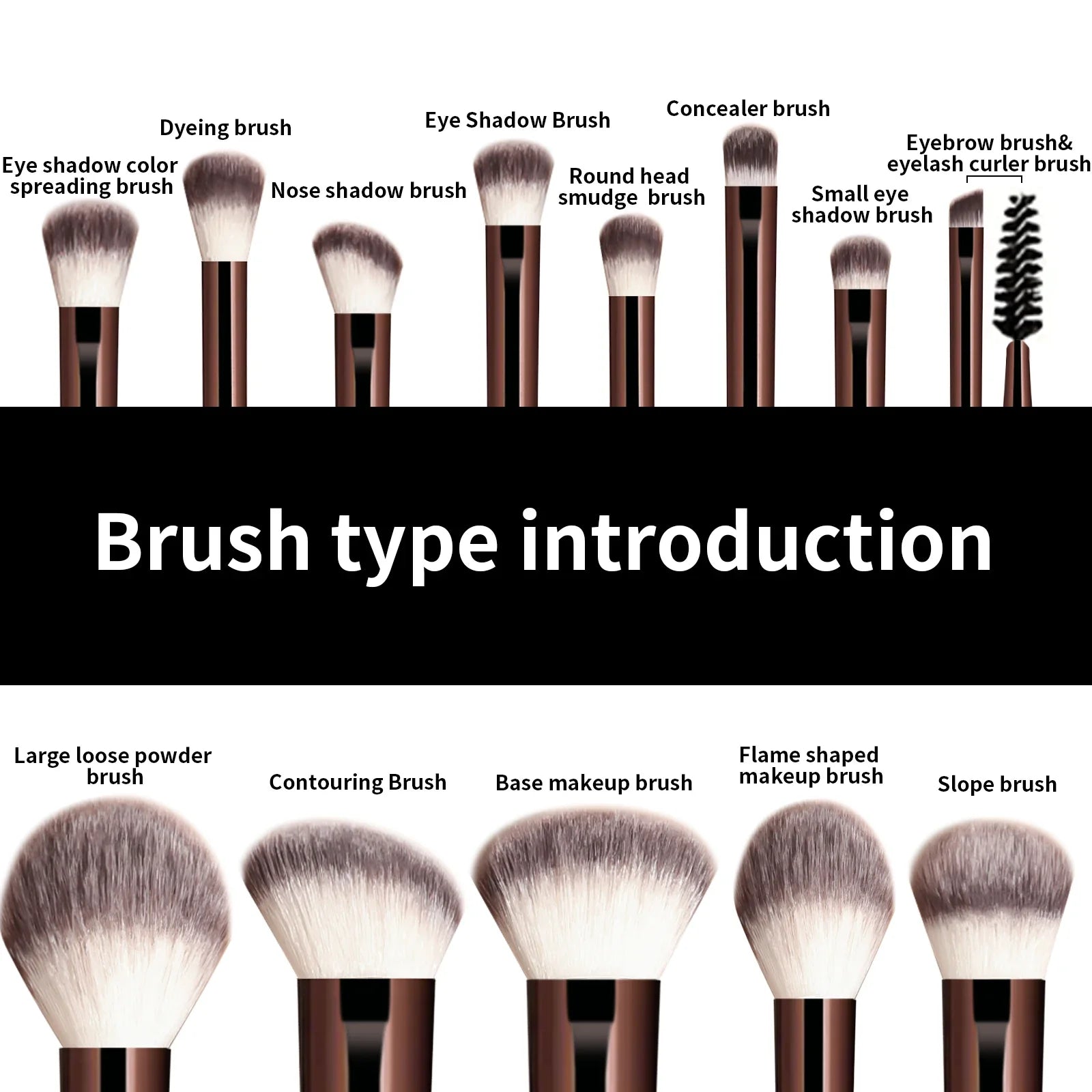 13PCS Makeup Brush Set Foundation Concealer Powder Eyeshadow Blush Brush Kabuki Blending Cosmetic Beauty Tool for Face