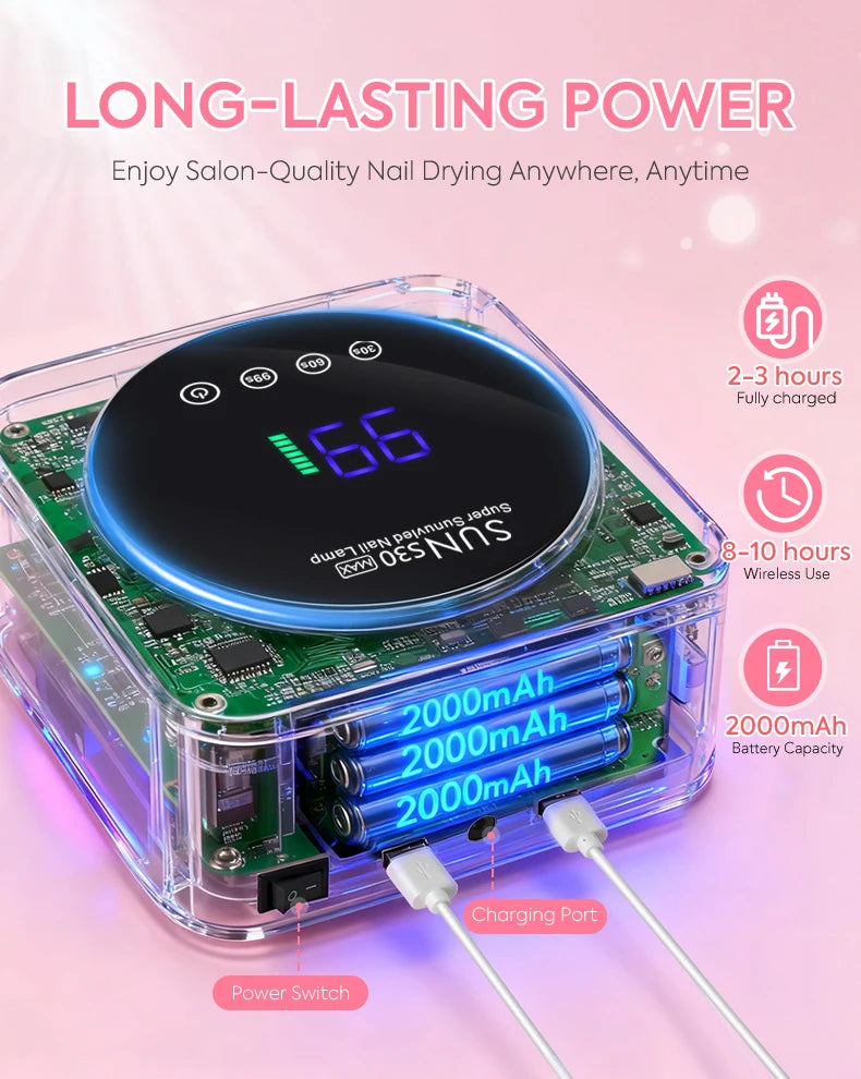 Rechargeable 180W UV LED Nail Lamp For Quick Curing All UV Gel 57LED Professional Nail Dryer With Motion Sensing Salon Equipment
