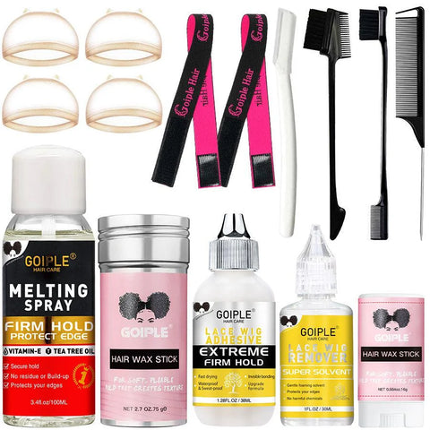 GOIPLE Melting Spray Glue for Lace Front Wig Tint Mousse Foam Waterproof Hair Extension Bond Adhesive Wax Stick Edge Control Gel