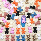 10Pcs Pink Gold Bear Nail Charms Japanese Cartoon Jewelry Nails Art Decoration 3D Rabbit Bear Manicure Accessories For Girl Lady