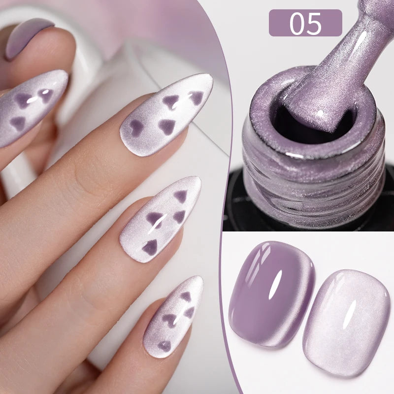 PUENTE 7.5ML Blue Laser Cat Magnetic Gel Nail Polish Sparkling Holographic Rainbow Cat Eye Gel Soak Off UV/LED Nail Art Varnish