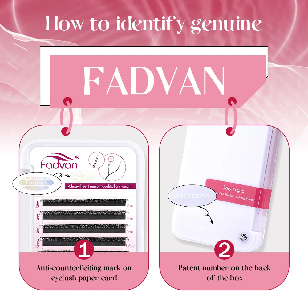 FADVAN YY Shape Eyelashes Extension 2D/3D Faux Mink L+/L/LU(M)/C/D/DD 8-15mm Black/Brown Premade Fan Lashes Extension Split Tip