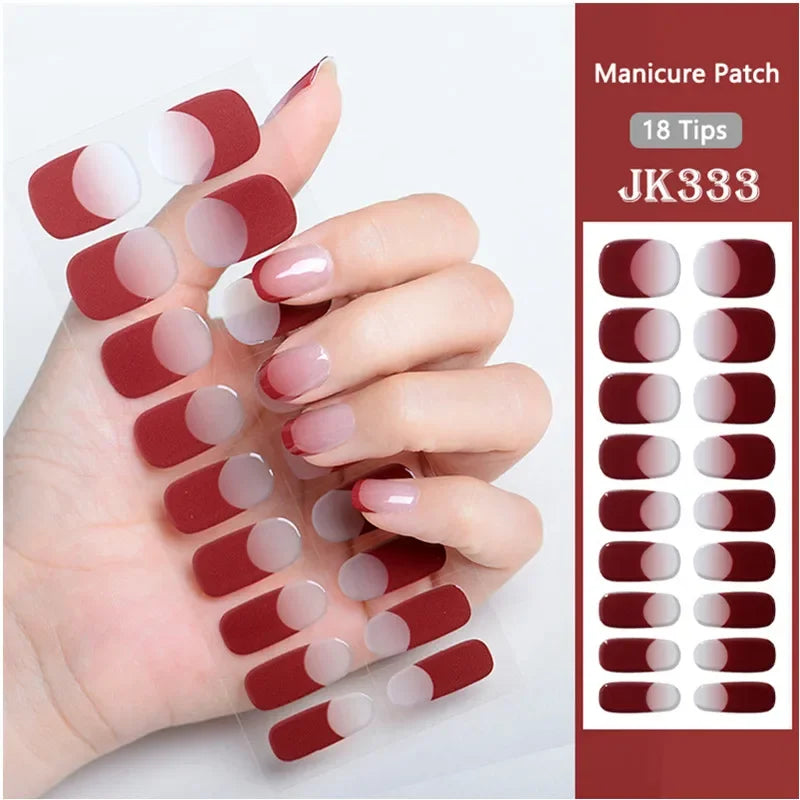 Leopard Semi-Cured Gel Nail Strips Simple Transparent Color Adhesive Long Lasting Gel Nail Stickers Harden In UV Lamp Need