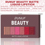 Matte Lip Gloss 8pc/set: Waterproof Lipstick Moisturizing Long Lasting Non-Stick Cup, Nude, Y2K Christmas Valentine's Day Gifts