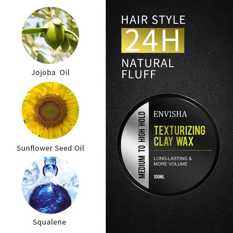 ENVISHA Matte Finished Hair Care Styling Clay Mud Men High Strong Hold Wax Natural Fluffy Long Lasting Stereotype Beauty Health