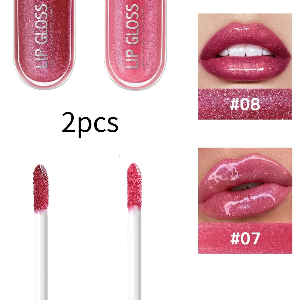 USHAS 12 colors mirror fine flash liquid lipstick pearlescent color waterproof sweatproof non-stick cup lip gloss