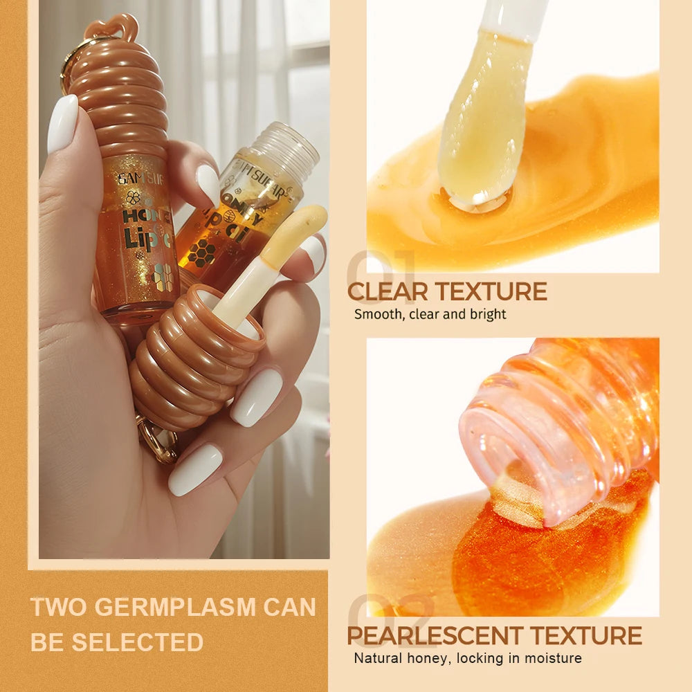 SAM SUGAR 2-Color Honey Essence Lip Oil Long-Lasting Moisture, Reduces Lip Lines Transparent Hydrating Lip Gloss