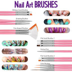 27-Piece Professional Nail Set: Brushes + Dotting Tools + Liners + Palette & Stand | Complete Salon & Home DIY Kit