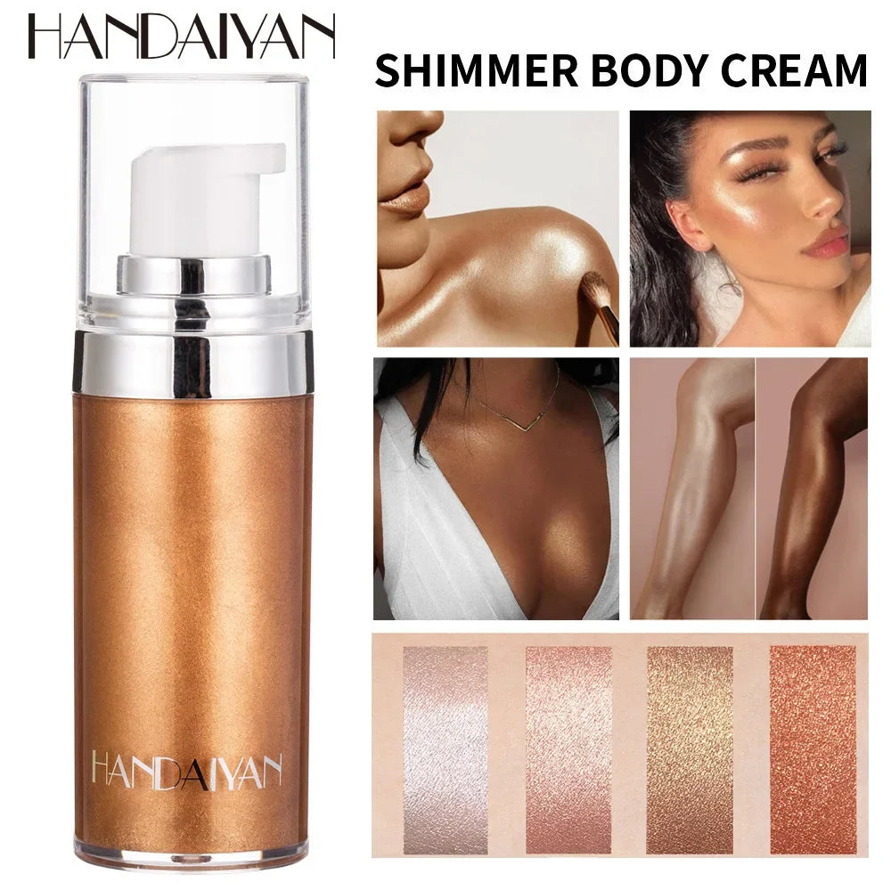 Liquid Highlighter Makeup Smooth Shine Shimmer Glitter Body Highlighter Liquid Cream Foundation Long Lasting Body Cosmetics