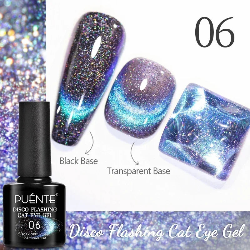 PUETNE 7.5ML Amber Moonlight Cat Magnetic Gel Nail Polish Winter Nails Jelly Glass Cat Eye Soak Off UV Semi-Permanent Varnish