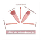 5pcs Mini Travel Size Makeup Brushes Set Complete Function Cosmetic Brushes Kit with Storage Case And Mirror for On-the-Go