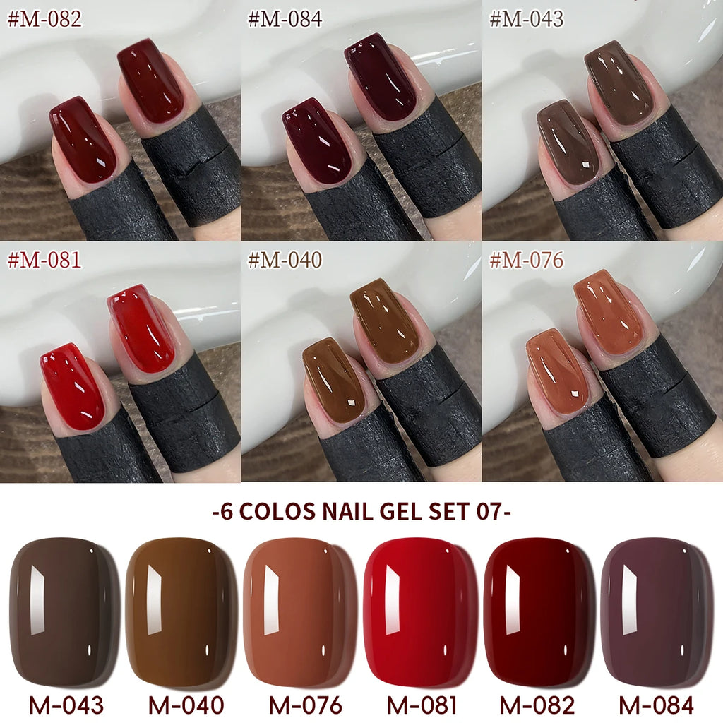 XEIJAYI 6Pcs 15ML Jelly Ice Transparent Nude Green Blue Green And Colorful And Pure Gel Nail Polish Set Peelable UV LED Gel Poli