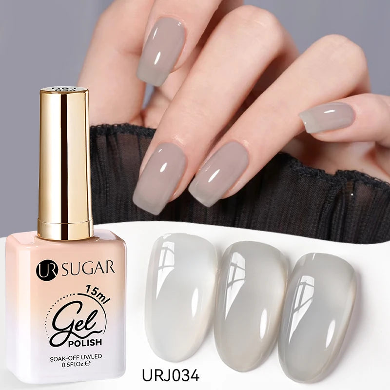 UR SUGAR 15ml Jelly Nude Gel Nail Polish Light Pink Translucent Color Soak Off UV LED Gel Varnish Nail Art DIY Fashion Manicure