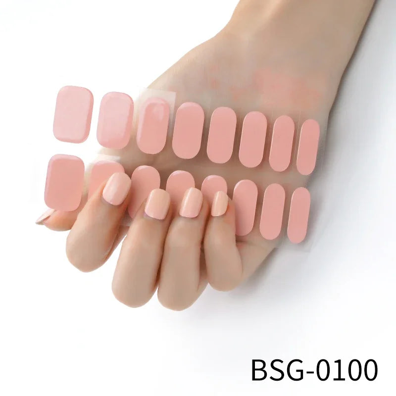 Leopard Semi-Cured Gel Nail Strips Simple Transparent Color Adhesive Long Lasting Gel Nail Stickers Harden In UV Lamp Need