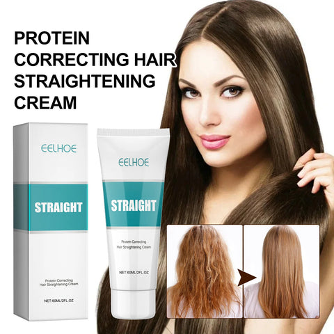 Protein Correcting Hair Straightening Cream Keratin Smoothing Hair Treatment Nourishing Repair Soften Curly Hair Conditioner Set