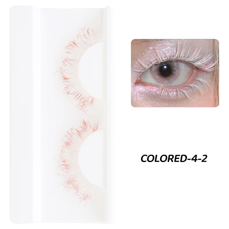 1 Pair Colored Lash Blue Fluffy Strip Lashes Natural Fake Lash Cosplay Makeup Wholesale Color Extension Eyelashes Colorful