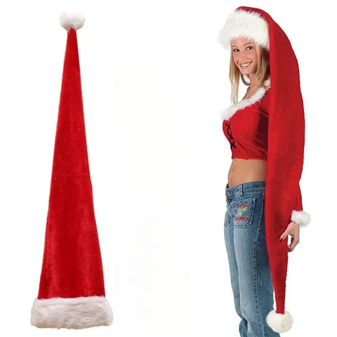 Adult Size Extra Long Santa Hat – Christmas New Year Party Costume Cap Holiday Festival Decoration Accessory for Men Women