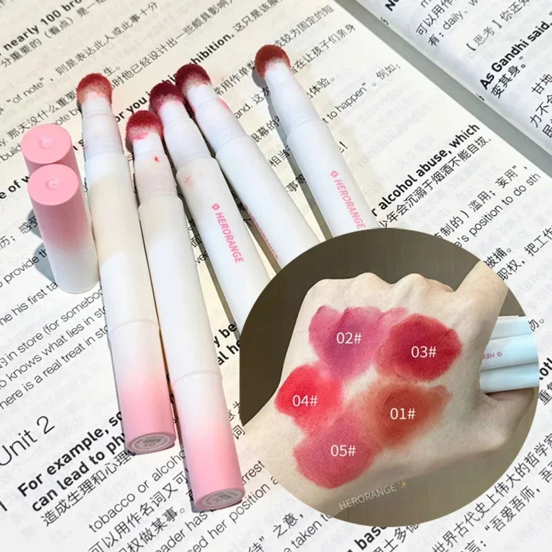 Fluffy Velvet Soft Lip Glaze Liquid Lipstick Cream Nude Matte Rose Red Pigment Waterproof Long Lasting Dye Cheek Lip Tint Paste