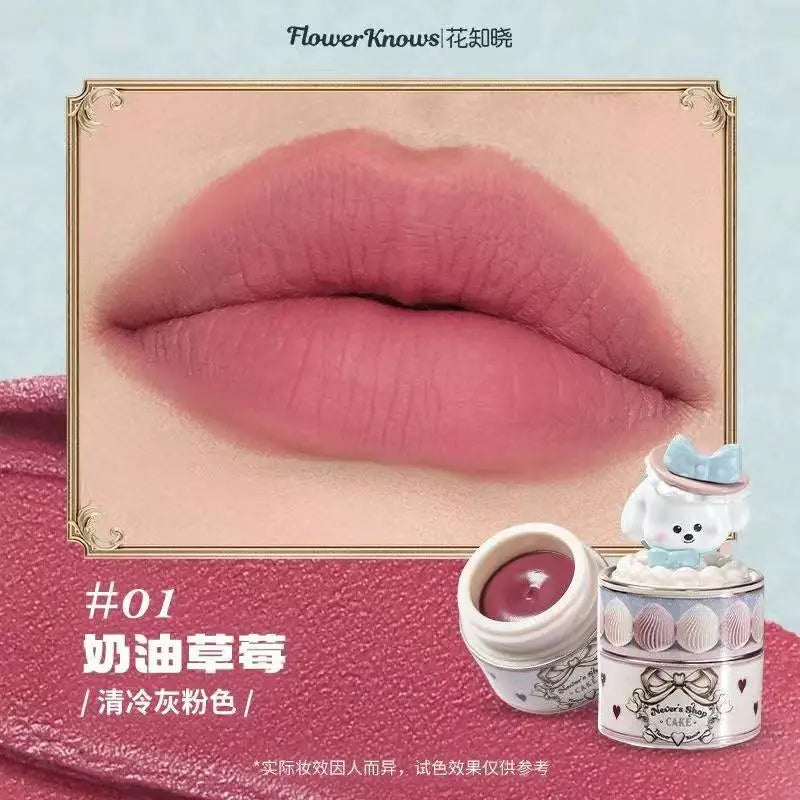 Flower Knows Strawberry Cupid Lipmud Cake Lipstick Velet Matte Lip Cream Soft Mist High CoverageMakeup Smooth Preventing Fading