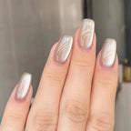 24pcs Pink Shiny Press-on Nails Cat Eye Glitter Artificial Nail Patch For Lady Women Manicure DIY Art Supplies with Jelly Glue