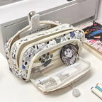 Snoopy Pencilcase Multi Layer Canvas Drawstring Pen Bag Kawaii Cartoon Stationery Storage Bag Students School Supplies Gifts
