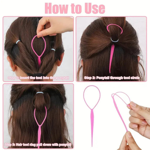 4-piece set, hair ring tool, rubber band cutter, mouse tail comb, hair tail tool, hair braid accessories, ponytail braid maker