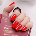 Artificial Press On Fake Nails Glossy Wine Red False Nail Long Square Reusable DIY Lady Fingernail Tip Manicure Tools