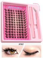 GROINNEYA Manga Lash Clusters Kit Cat Lashes with Lash Bond & Seal Cluster Eyelash Extensions Eyelash Clusters Kit DIY Lashes