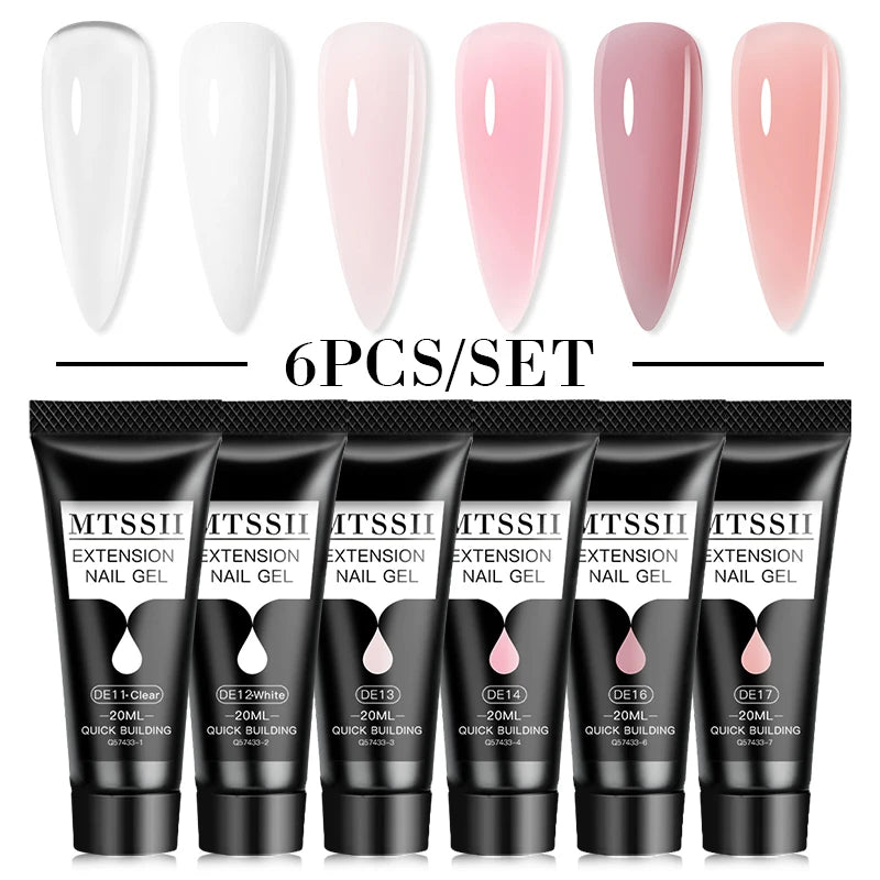 Mtssii 17PCS/Set 20ml Nail Extension Gel Set Builder UV Gel for Nails With 6W UV LED Lamp Nail Extension Tools Kit For Beginner