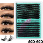 MIOFIA Wispy Thick Lashes Cluster 50D 80D 100D 150D Natural Fluffy False Eyelash Extension Cat Eye Lashes Mixed Tray Makeup