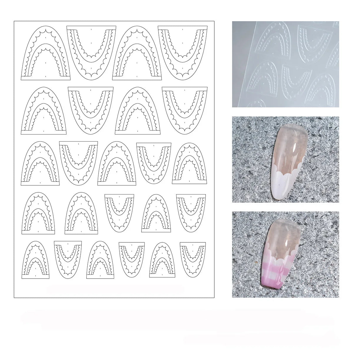 1pcs Hollow Lace Simple Fashion French Nail Stickers Self-Adhesive Slider Nail Art Decals Decoration DIY Nail Art Accessories