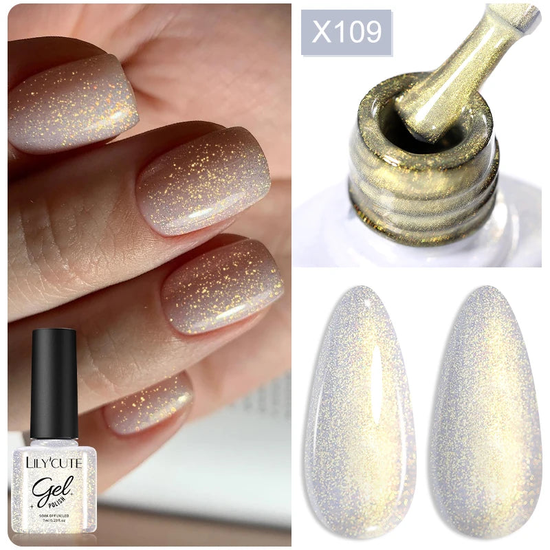 LILYCUTE 7ml Metallic Gel Nail Polish Red Chrome Effect Soak Off UV Gel Varnish Semi Permanent Nail Art Manicure Base Top Coat