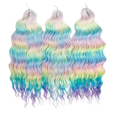 Anna Hair Synthetic Loose Deep Wave Braiding Hair Extensions 24 Inch Water Wave Braid Hair Ombre Blonde Twist Crochet Curly Hair